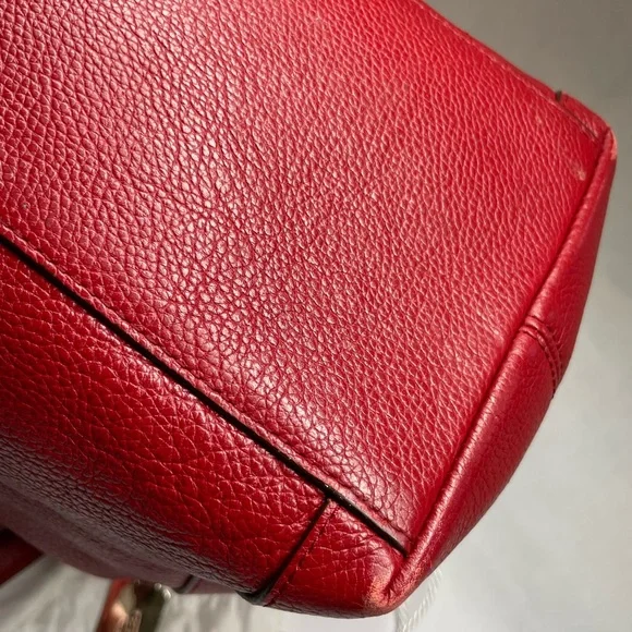 Coach Edie Pebbled Leather (33547) Shoulder Bag in Red with Dust Bag